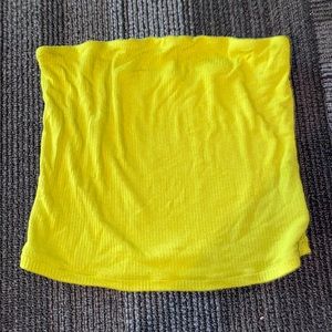 Strapless green striped crop top